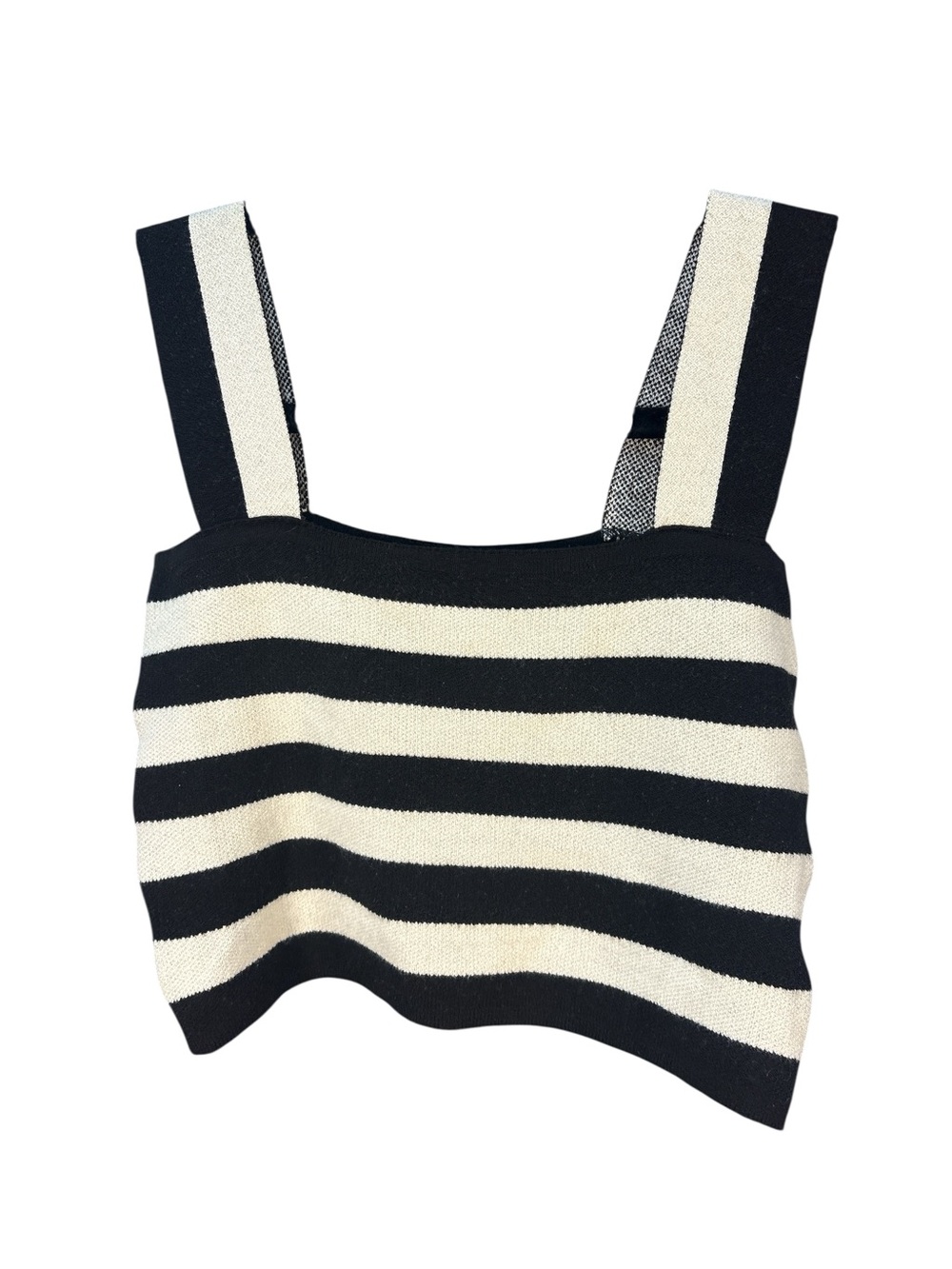 Farm Rio Black & White Striped Knit Crop Top Medium MSRP $165 - Picture 2 of 4